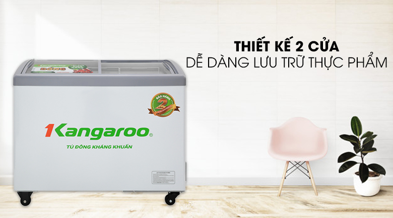 Tủ đông Kangaroo 248 lít KG308C1 - Thiết kế 2 cửa, dễ dàng lưu trữ thực phẩm