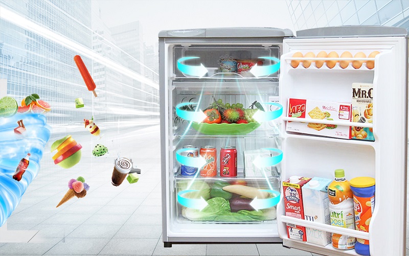 Tủ lạnh Aqua AQR-95AR có khả năng làm lạnh nhanh chóng nhờ công nghệ làm lạnh trực tiếp